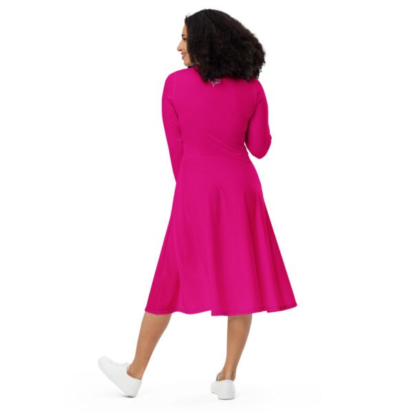 Vestido midi manga larga Orbayu 7 Drops fucsia