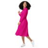 Vestido midi manga larga Orbayu 7 Drops fucsia