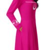 Vestido midi manga larga Orbayu 7 Drops fucsia