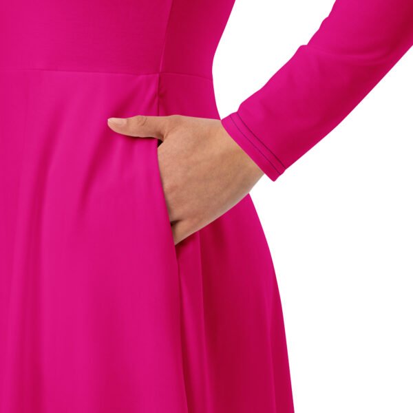 Vestido midi manga larga Orbayu 7 Drops fucsia