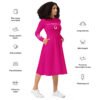 Vestido midi manga larga Orbayu 7 Drops fucsia