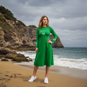 tmp82_uhmv3_00001 Vestido midi manga larga Orbayu 7 Drops verde