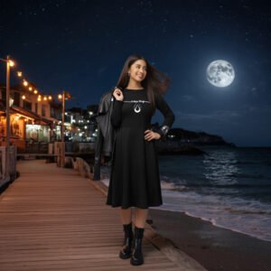 tmpmfy571mu_00001 Vestido midi manga larga Orbayu 7 Drops negro