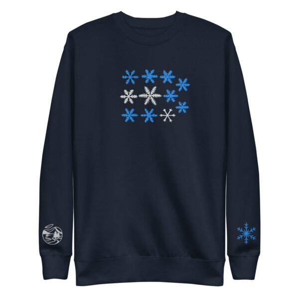 unisex-premium-sweatshirt-navy-blazer-front-6967964a92664.jpg Sudadera Orbayu Snowflakes dark navy