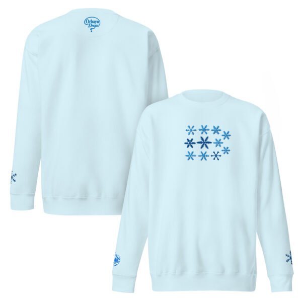 unisex-premium-sweatshirt-sky-blue-front-and-back-696796e0d4de8.jpg Sudadera Orbayu Snowflakes celeste