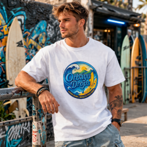 Camiseta boxy Orbayu Blue Wave